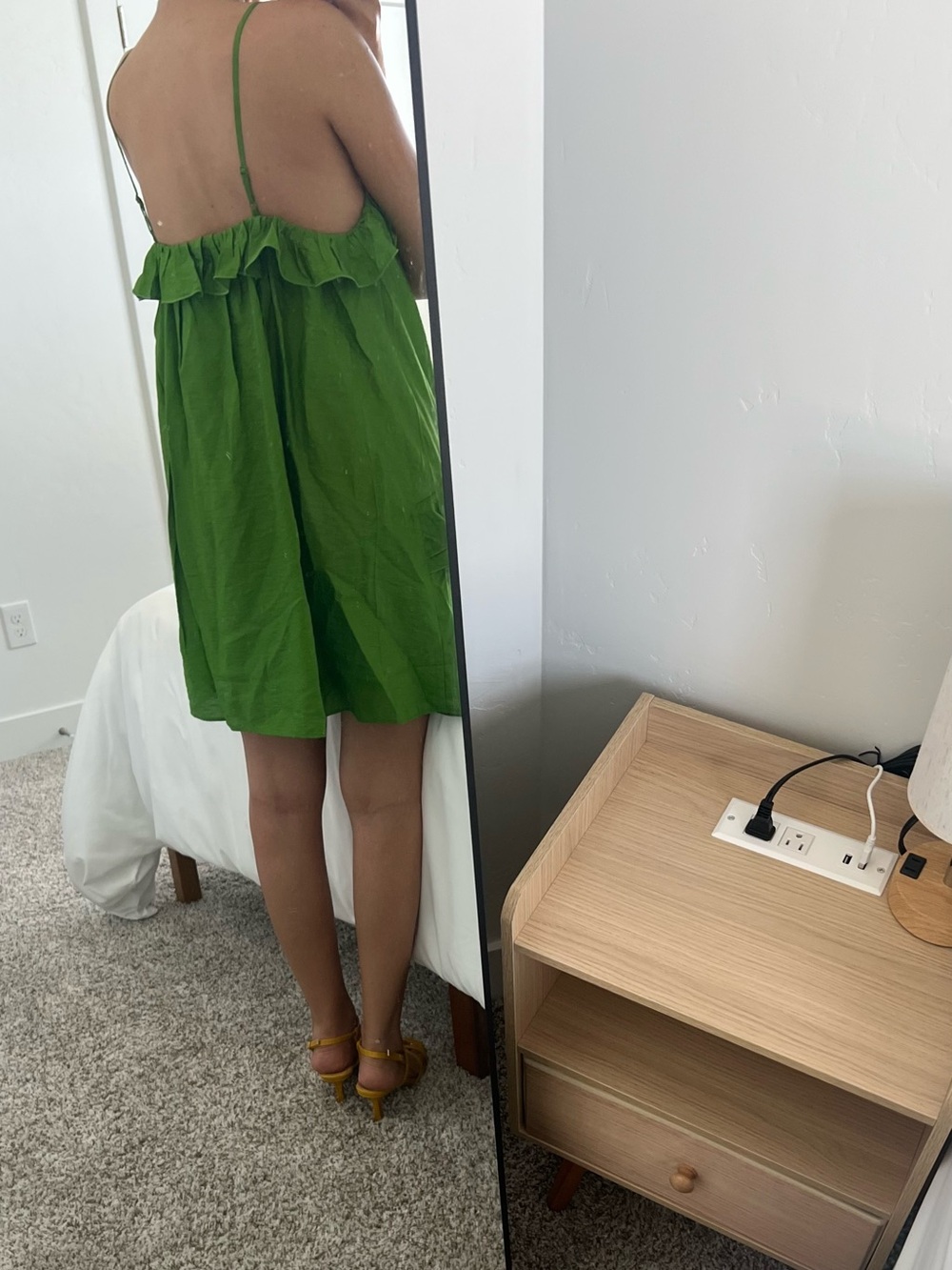 H&M Green Ruffle Spaghetti-Strap Dress - Picture 7 of 8